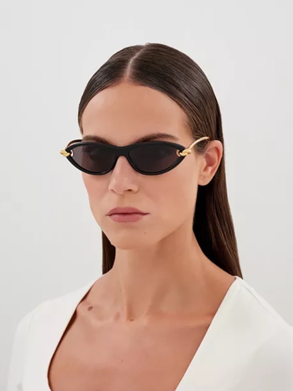 BOTTEGA VENETA STYLE Gold Cat eye Sunglasses grey black glasses KNOT